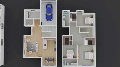 Floor plan for 3 beds, 2.5 baths, 1650 sqft